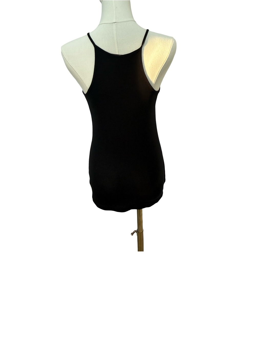 BCBG Sleeveless Black Spaghetti Strap V-Neck Women's Tank Top Size S Cotton - Picture 2 of 3